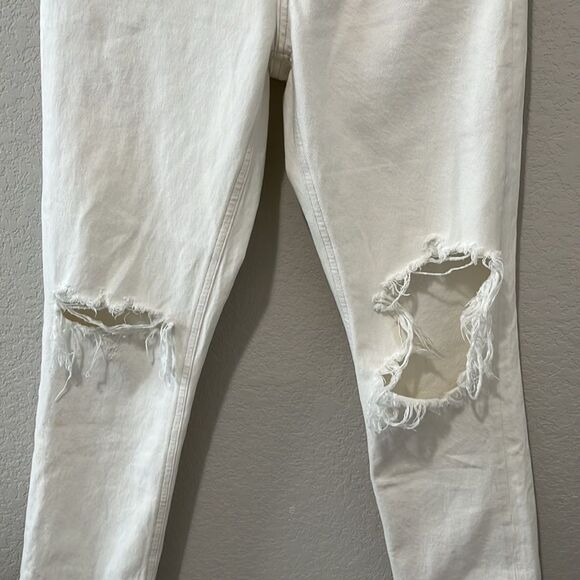 AGOLDE Riley High Rise Straight Crop Distressed Jeans Off White Size 25 - Picture 3 of 6
